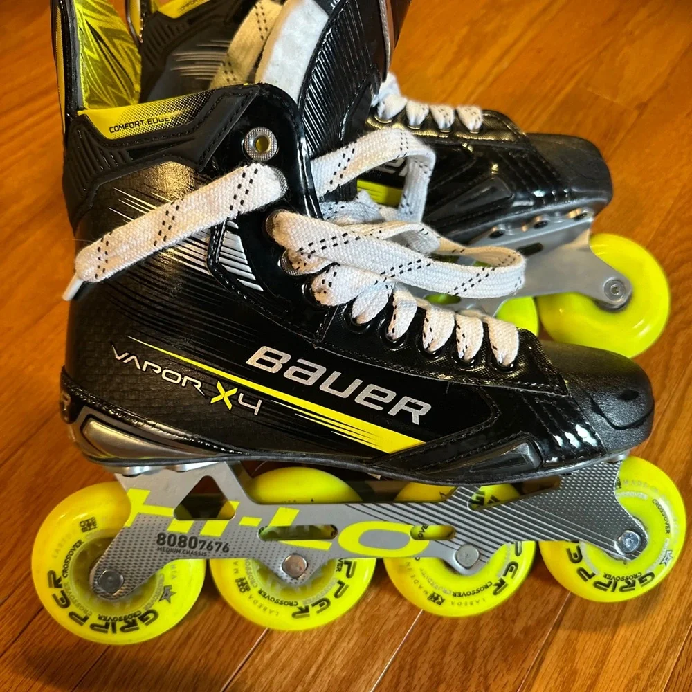 Bauer Vapor X4 Skates with Bright Yellow Wheels - Picture 1 of 3
